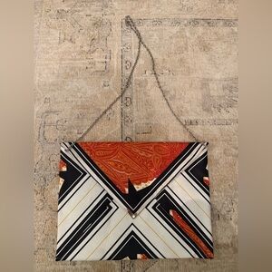 Zara Black and Orange Geometric Clutch